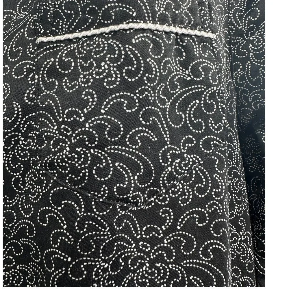 Liz & Co Black Printed Sleepwear Long‎ Sleeve Shirt Small